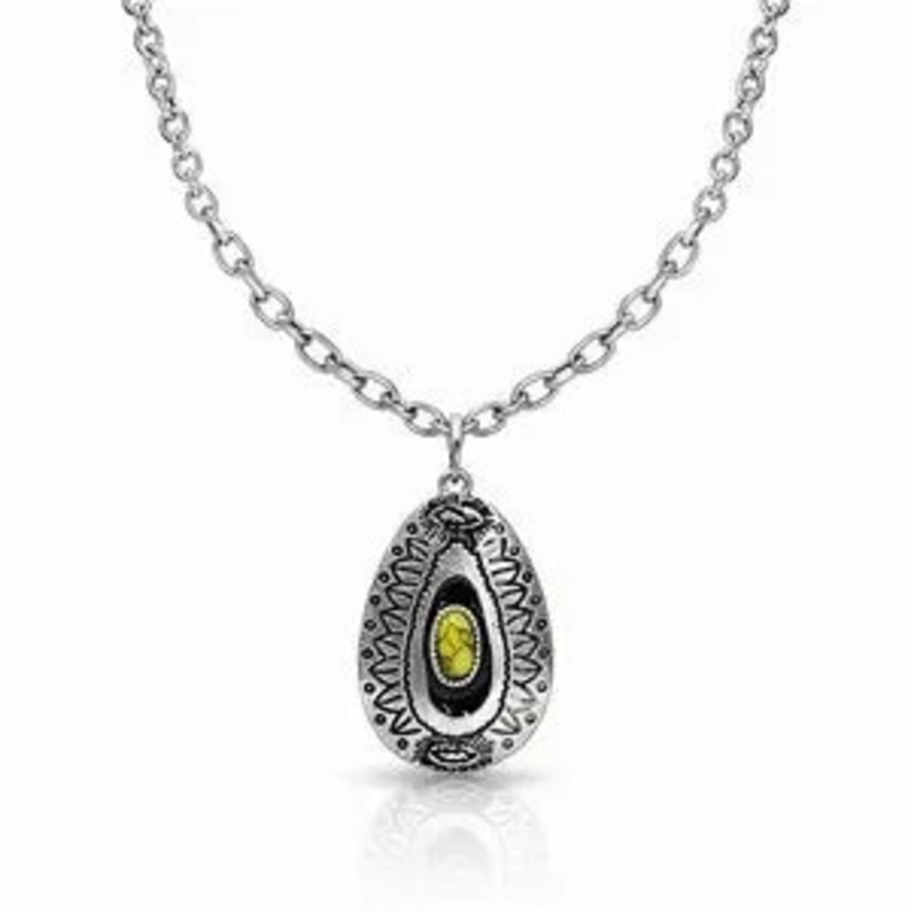 Western Silver and Yellow Pendant Necklace